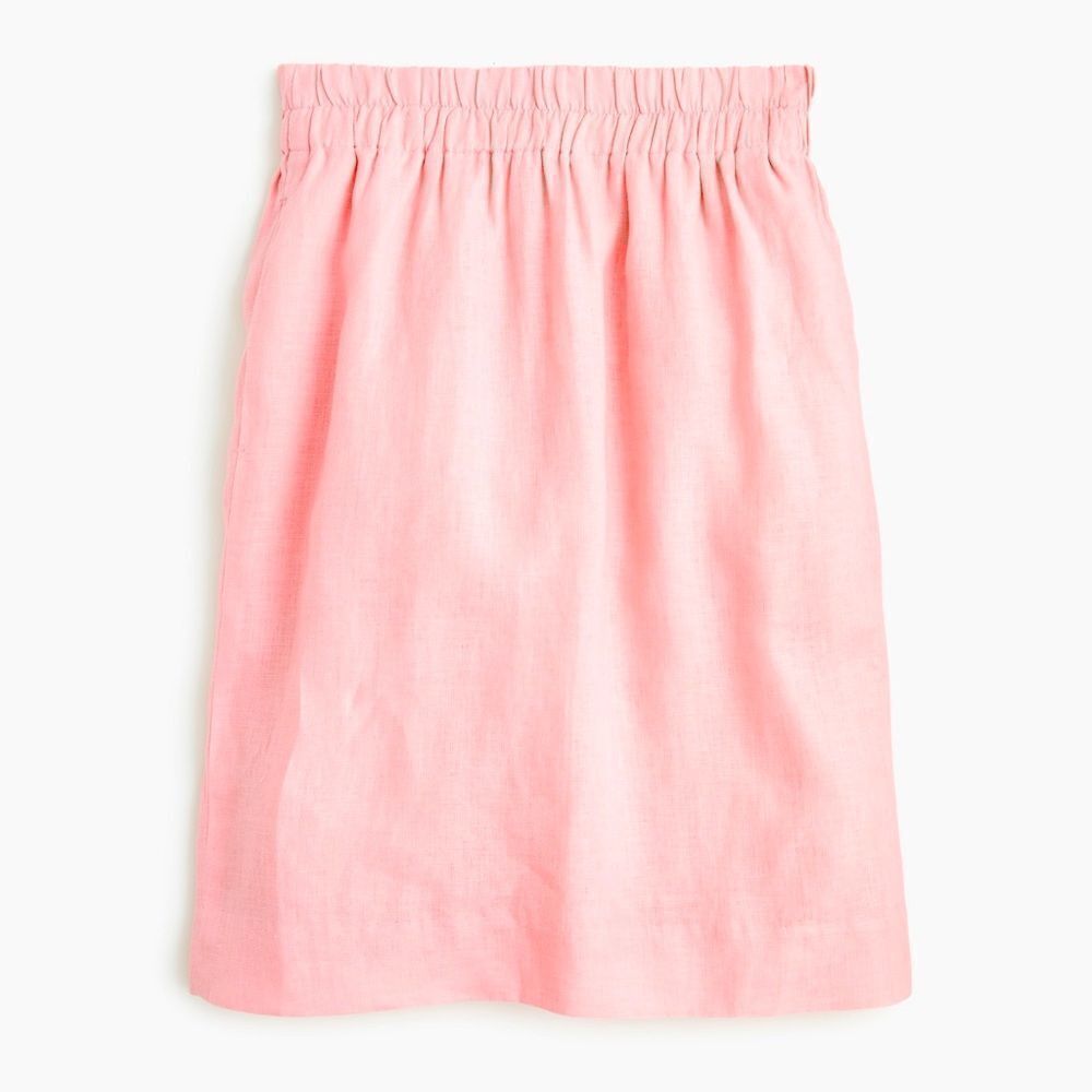 New J. Crew Pink Pull-On Beauchamps Linen Skirt Size XSP